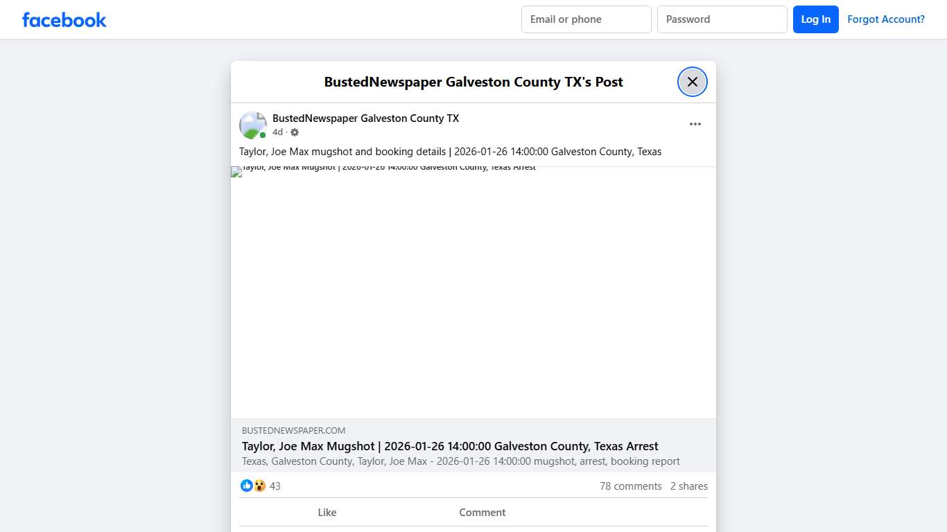 Taylor, Joe Max... - BustedNewspaper Galveston County TX Facebook